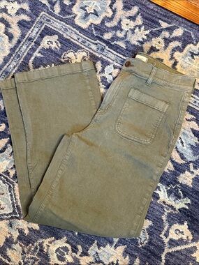 Madewell Emmett Olive Green Wide-Leg Jeans